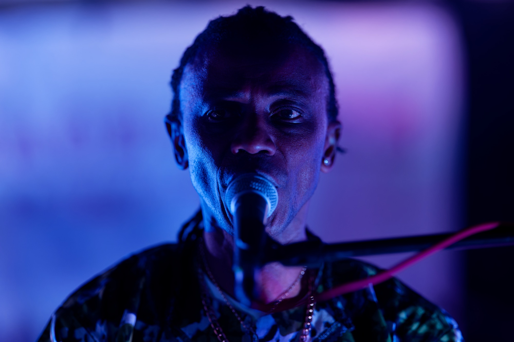 Singer performing close-up at a Cardiff gig venue