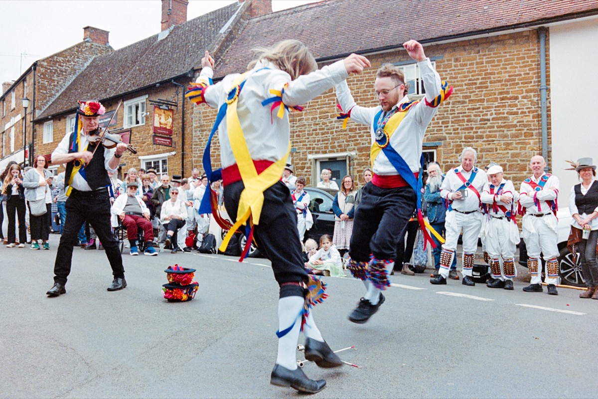 Morris dancers with sticks at Adderbury