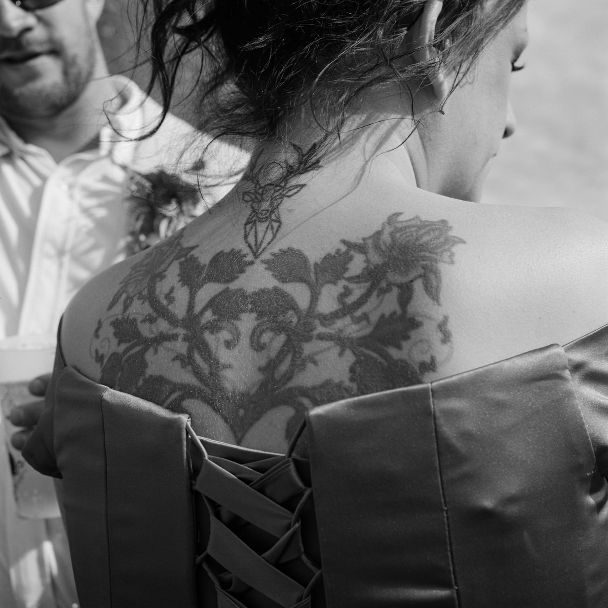 Black and white wedding photograph