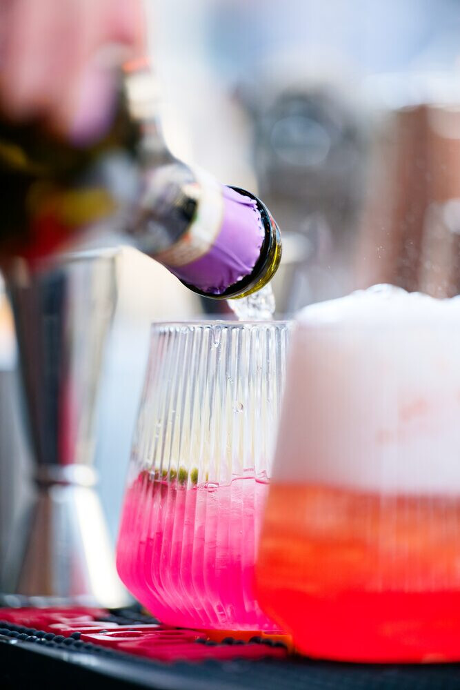 Cocktails being made on the bar