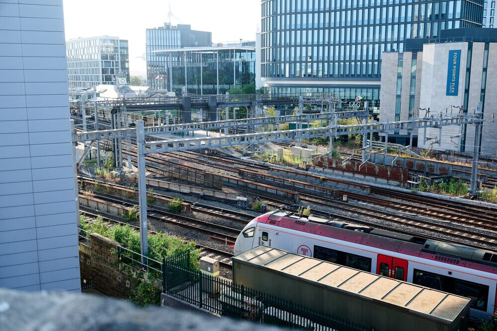 A view of a Transport for Wales train entering Cardiff Central